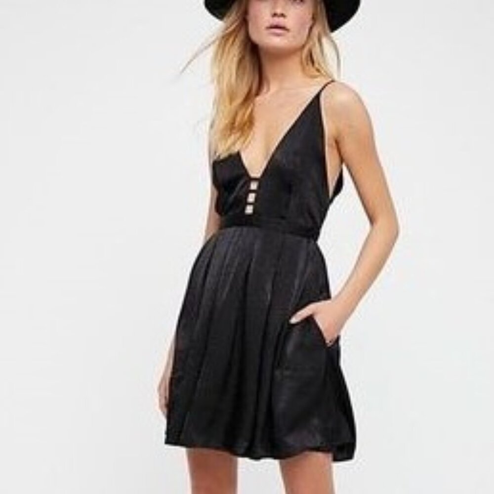 Free People Black Gabby Party All Night Fit & Flare Mini Dress - NWOT